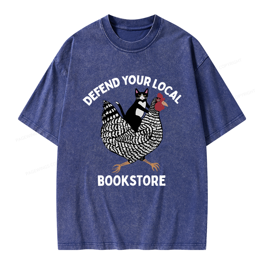 Pagewings Defend Your Local Bookstore Unisex Washed T-shirt