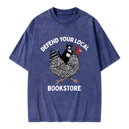 Pagewings Defend Your Local Bookstore Unisex Washed T-shirt