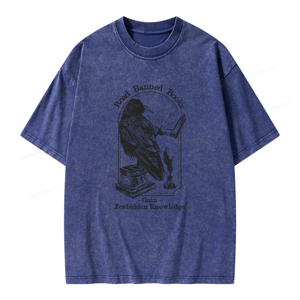 Pagewings Read Banned Books Gain Forbidden Knowledge Unisex Washed T-shirt