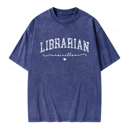 Pagewings Personalized Custom Librarian Unisex Washed T-shirt