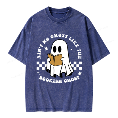 Pagewings Ain't No Ghost Like The Bookish Ghost Unisex Washed T-shirt