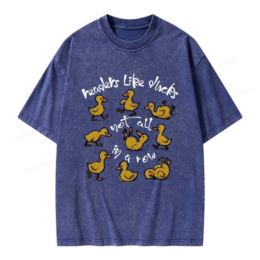 Pagewings Readers Like Ducks Not All In A Row Unisex Washed T-shirt