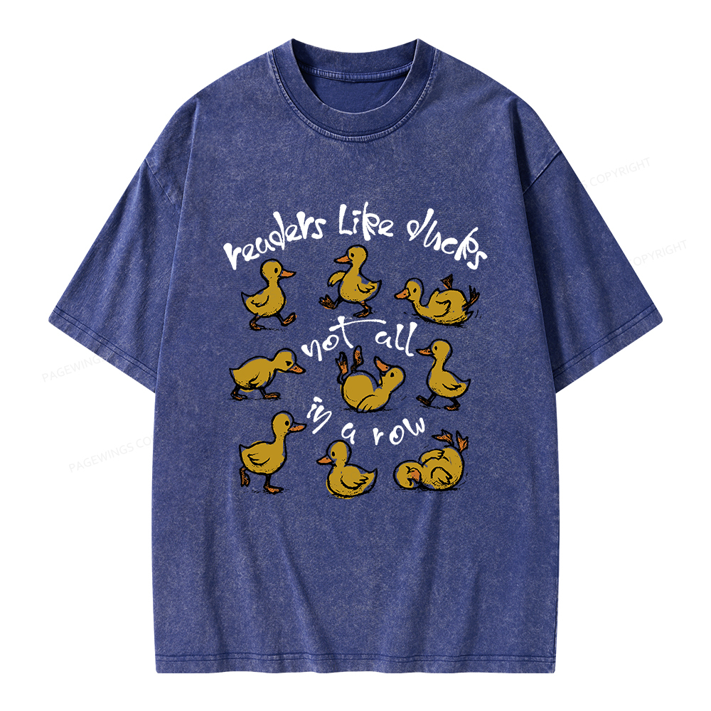 Pagewings Readers Like Ducks Not All In A Row Unisex Washed T-shirt