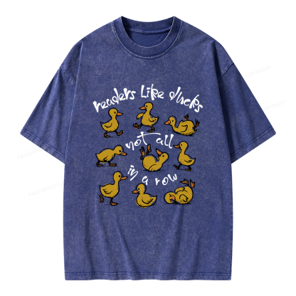 Pagewings Readers Like Ducks Not All In A Row Unisex Washed T-shirt