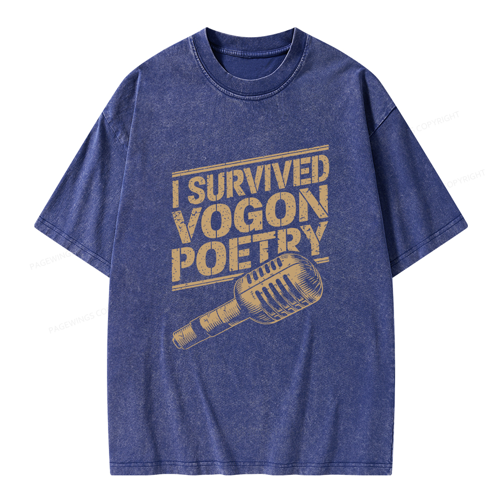 Pagewings I Survived Vogon Poetry Unisex Washed T-shirt