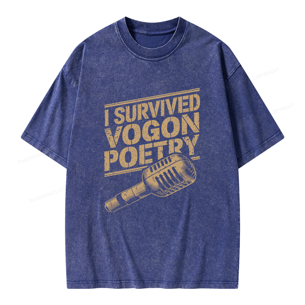 Pagewings I Survived Vogon Poetry Unisex Washed T-shirt