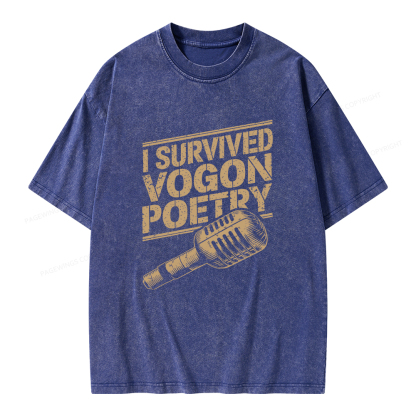 Pagewings I Survived Vogon Poetry Unisex Washed T-shirt