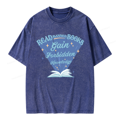 Pagewings Read Banned Books Gain Forbidden Knowledge Unisex Washed T-shirt