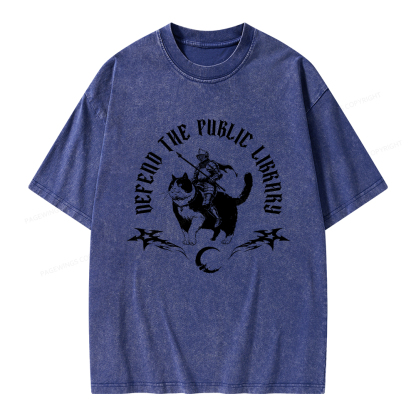 Pagewings Defend The Public Library Unisex Washed T-shirt