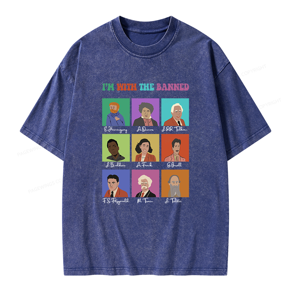 Pagewings I'm With The Banned Unisex Washed T-shirt