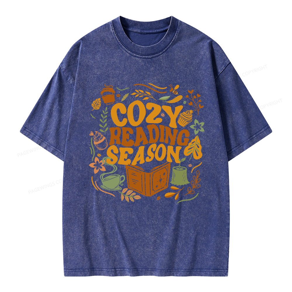 Pagewings Cozy Reading Season Unisex Washed T-shirt