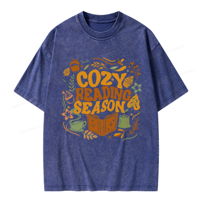 Pagewings Cozy Reading Season Unisex Washed T-shirt