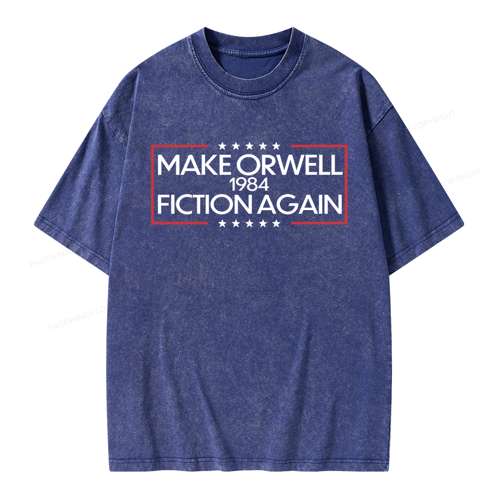 Pagewings Make Orwell Fiction Again Unisex Washed T-shirt