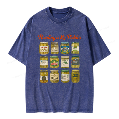 Pagewings Reading Is My Pickles Unisex Washed T-shirt