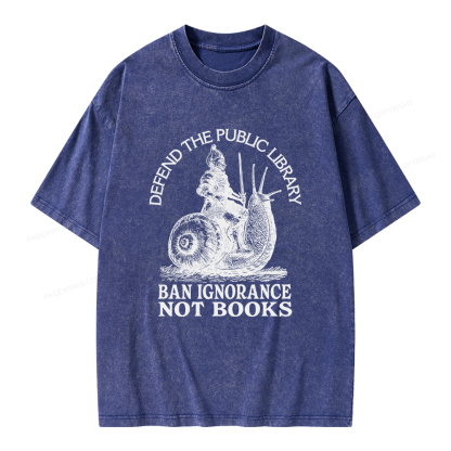 Pagewings Ban Ignorance Not Books Unisex Washed T-shirt