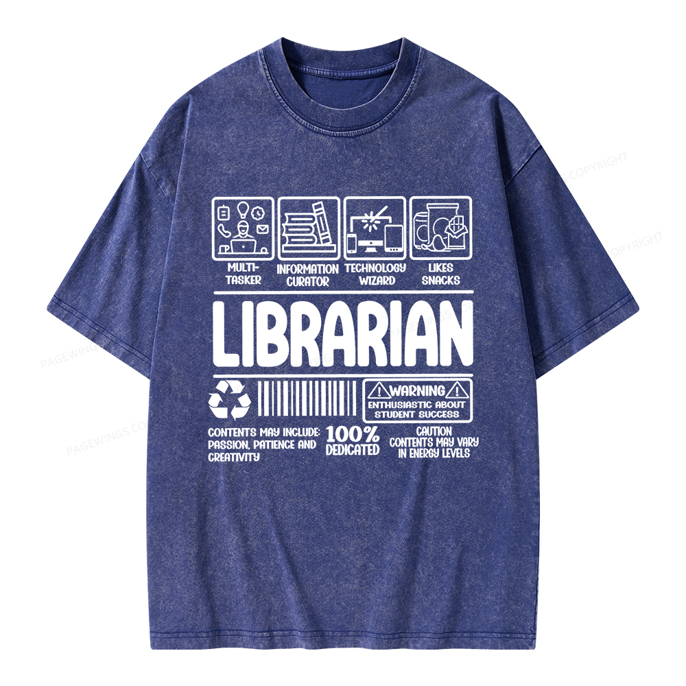 Pagewings Librarian Back To School Unisex Washed T-shirt