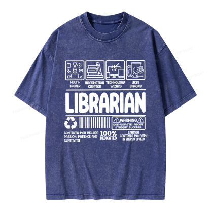 Pagewings Librarian Back To School Unisex Washed T-shirt