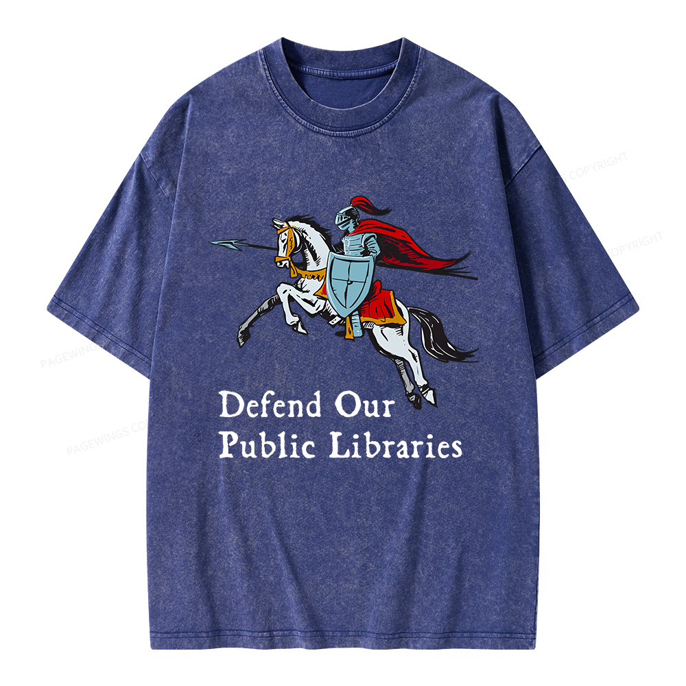 Pagewings Defend Our Public Libraries Unisex Washed T-shirt