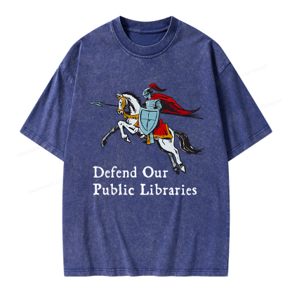 Pagewings Defend Our Public Libraries Unisex Washed T-shirt