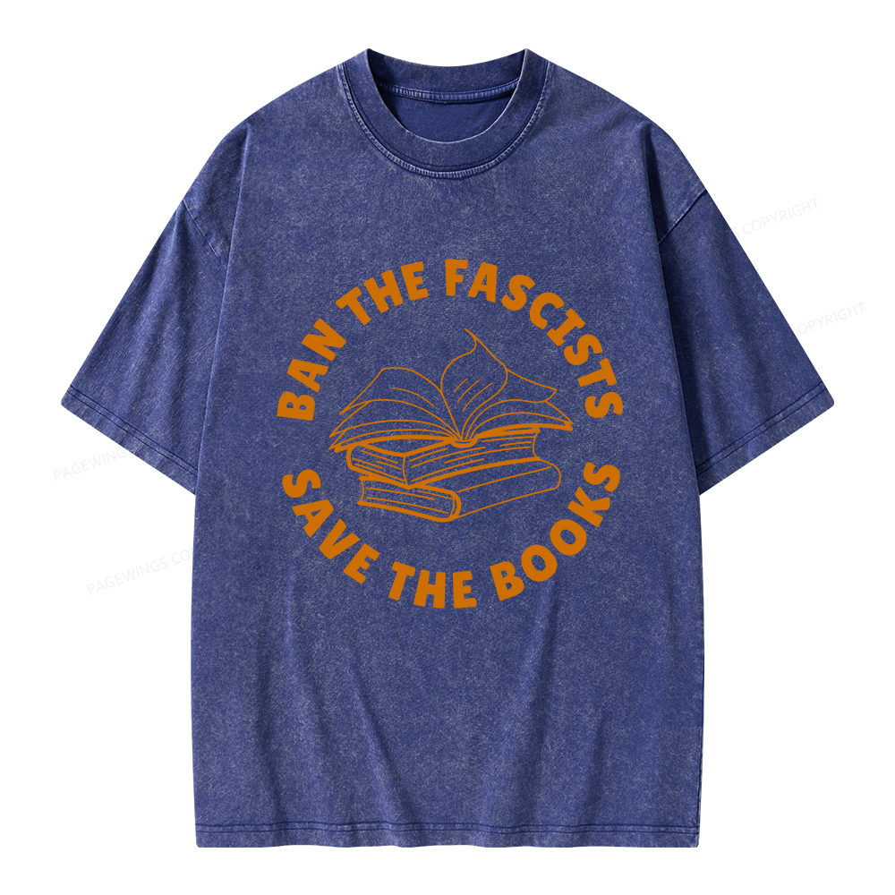 Pagewings Ban The Fascists Save The Books Unisex Washed T-shirt