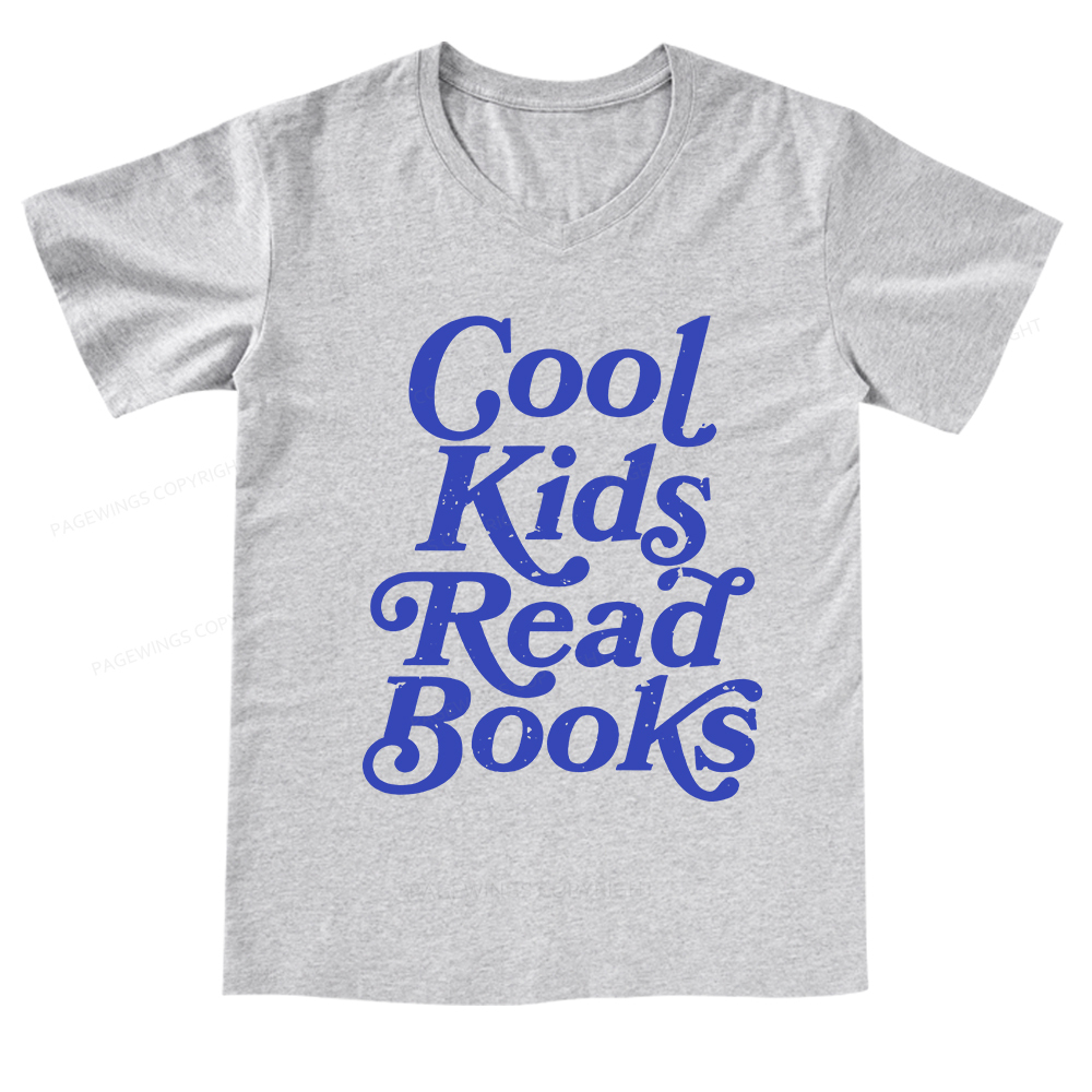 Pagewings Cool Kids Read Books V-neck T-shirt
