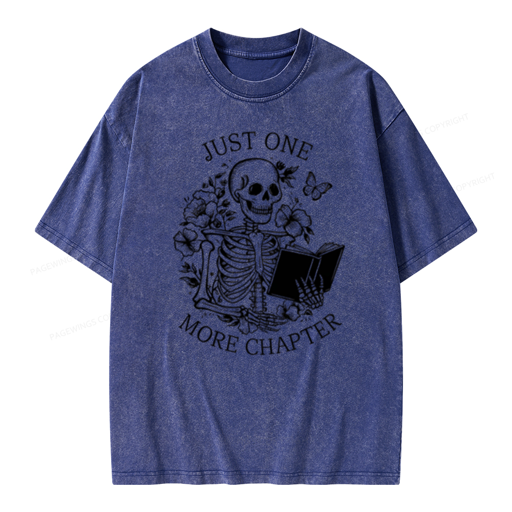 Pagewing One More Chapter Skeleton Unisex Tee Unisex Washed T-shirt
