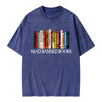 Pagewings Read Banned Books Unisex Washed T-shirt