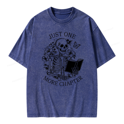 Pagewing One More Chapter Skeleton Unisex Tee Unisex Washed T-shirt