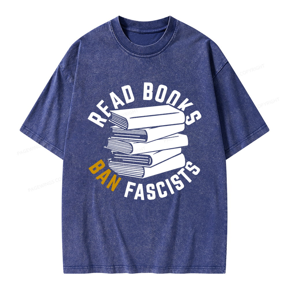 Pagewings Read Books Ban Fascists Unisex Washed T-shirt
