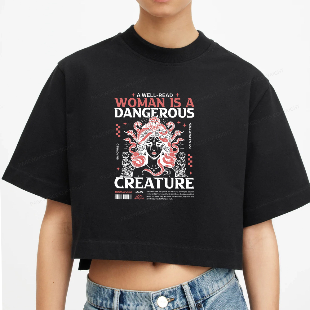 Pagewings A Well-Read Woman is A Dangerous Creature Women Crop Tops