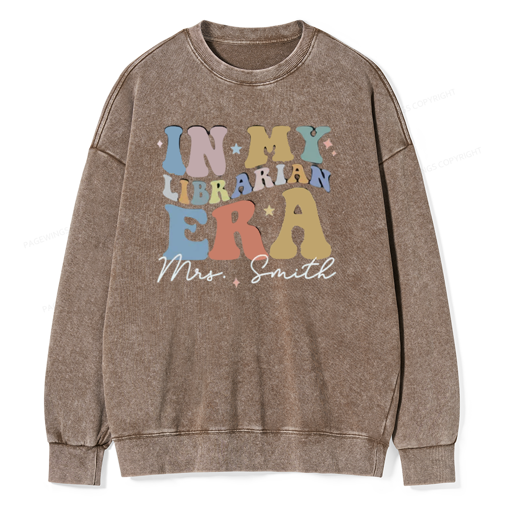 Pagewings Personalized In My Librarian Era Shirt Unisex Washed Sweatshirt