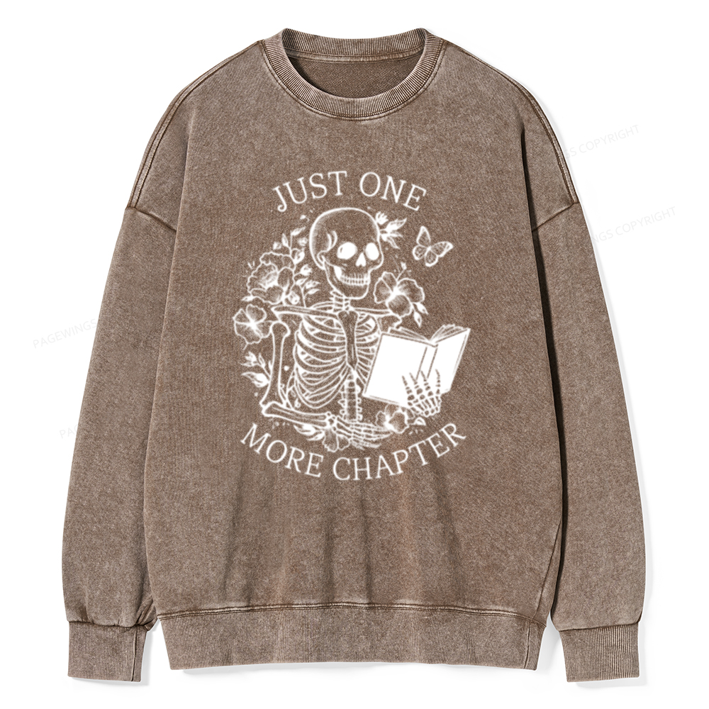 Pagewing One More Chapter Skeleton Unisex Tee Unisex Washed Sweatshirt