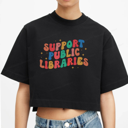 Pagewings Public Library Women Crop Tops