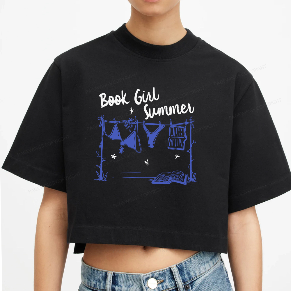 Pagewings Book Girl Summer Bookish Women Crop Tops