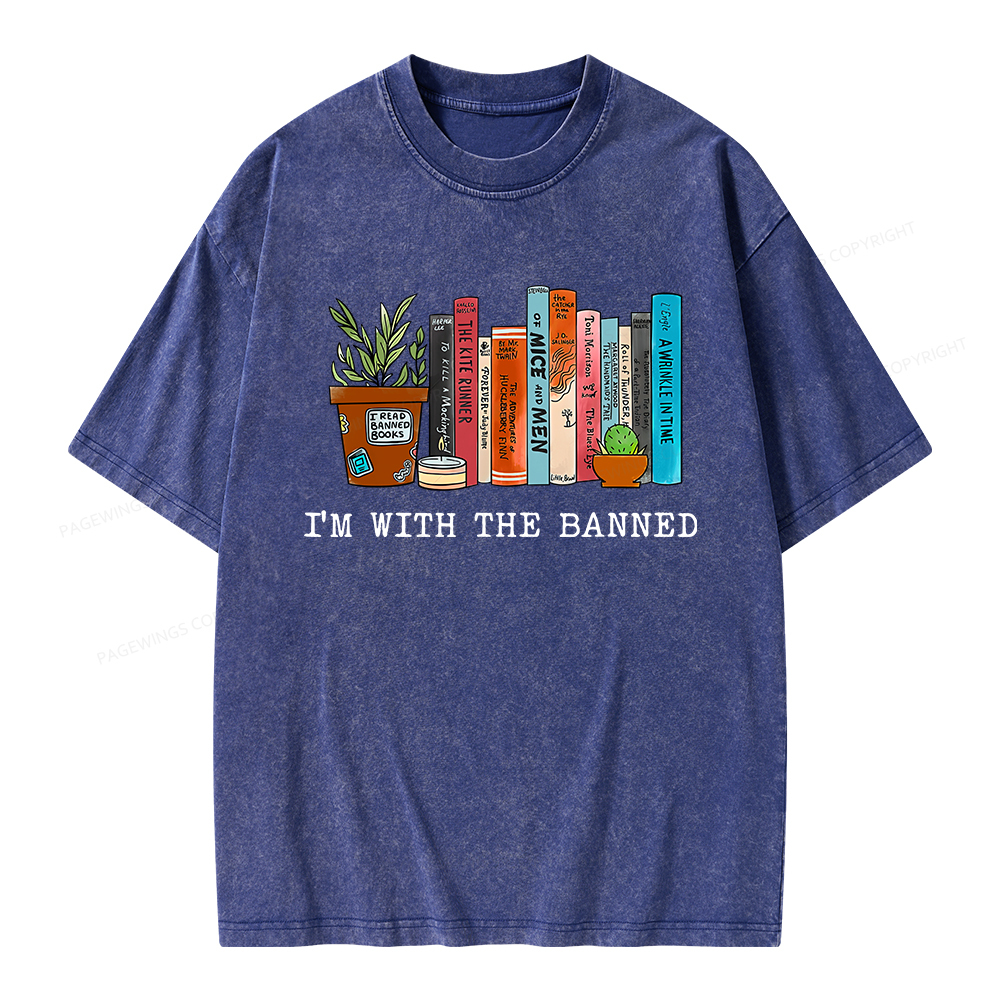 Pagewings I'm With The Banned Reading Book Unisex Washed T-shirt