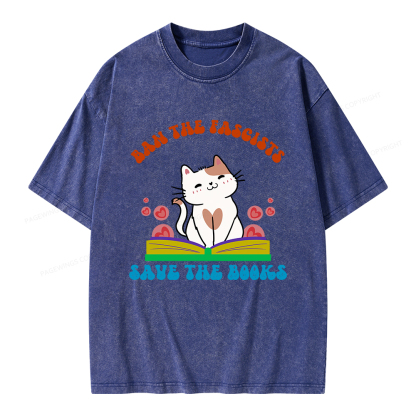 Pagewings Ban The Fascists Save The Books Unisex Washed T-shirt
