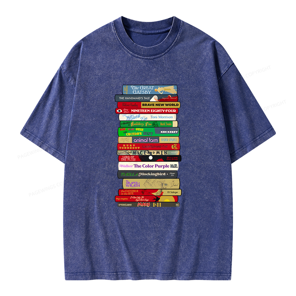 Pagewings Classic Banned Books Unisex Washed T-shirt