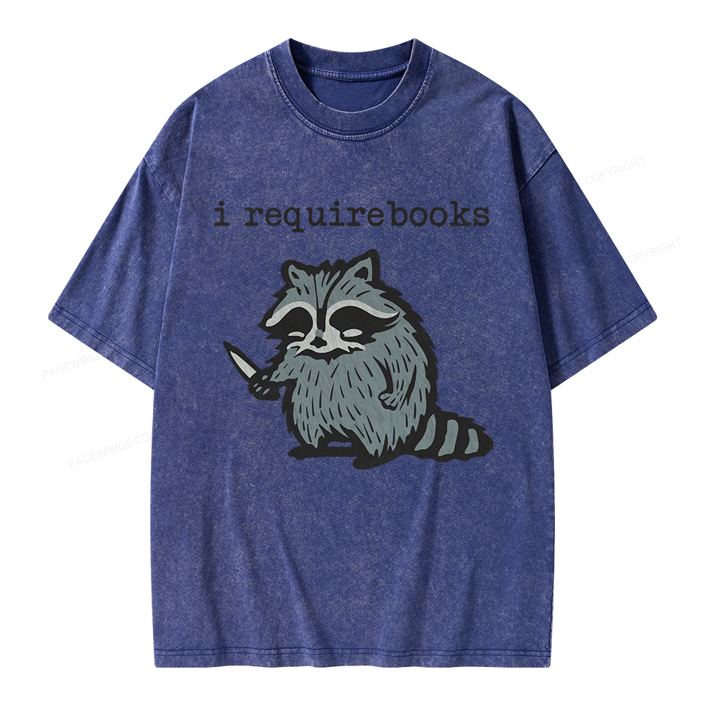Pagewings I Require Books Unisex Washed T-shirt