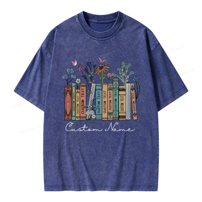 Pagewings Personalized Name Text Unisex Washed T-shirt