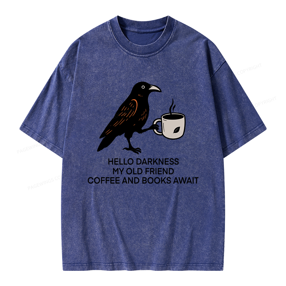 Pagewings Coffee And Books Await Unisex Washed T-shirt