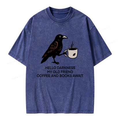 Pagewings Coffee And Books Await Unisex Washed T-shirt