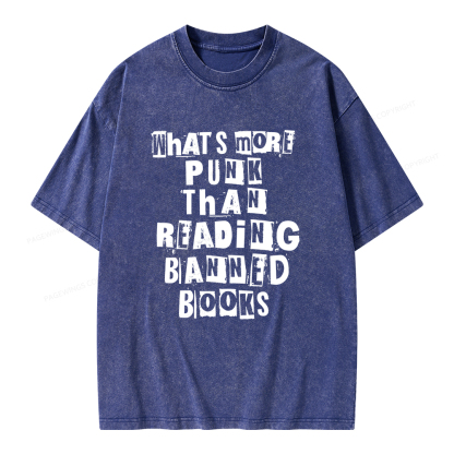 Pagewings What’s More Punk Than Reading Banned Books Unisex Washed T-shirt