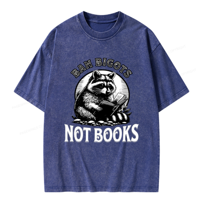 Pagewings Ban Bigots Not Books Unisex Washed T-shirt