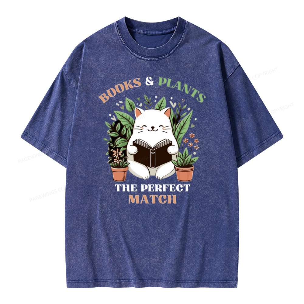 Pagewing Books And Plants - The Perfect Match T-Shirt Unisex Washed T-shirt