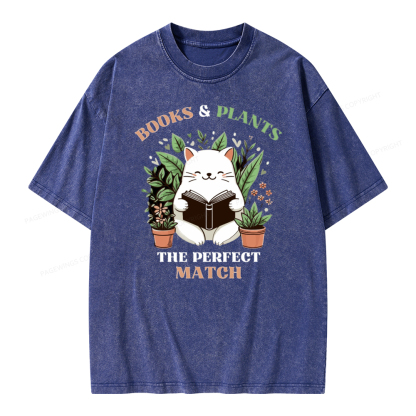 Pagewing Books And Plants - The Perfect Match T-Shirt Unisex Washed T-shirt