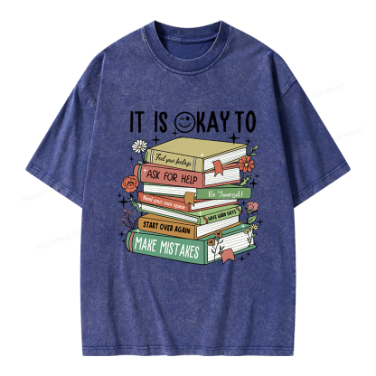 Pagewings It Is Okay To Feel Your Feelings Unisex Washed T-shirt
