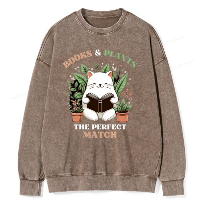 Pagewing Books And Plants - The Perfect Match T-Shirt Unisex Washed Sweatshirt