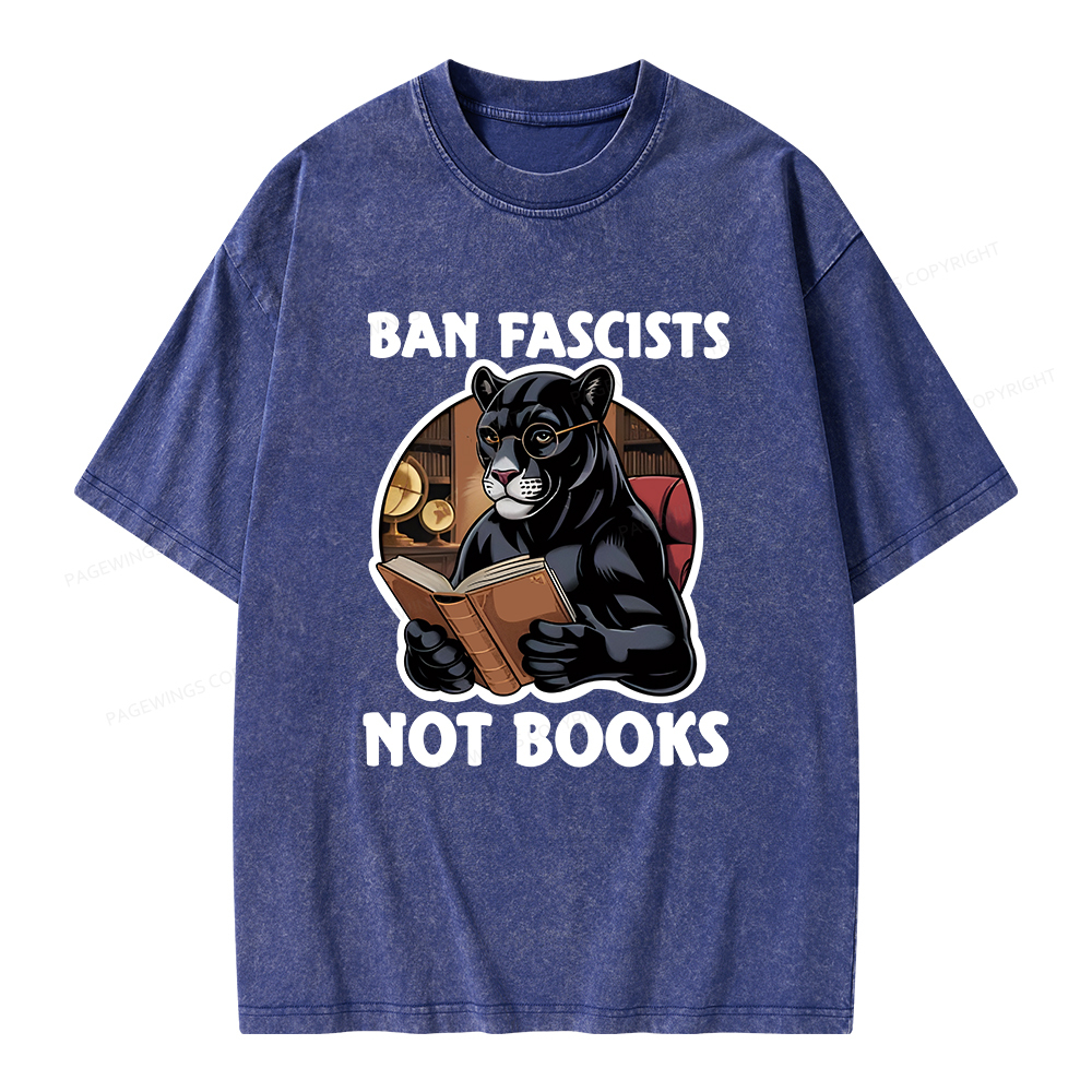Pagewings Ban Fascists Not Books Unisex Washed T-shirt