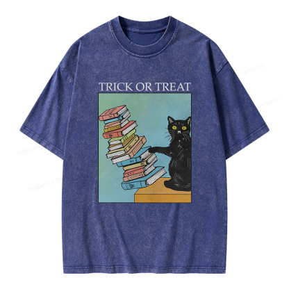 Pagewings Trick or Treat Unisex Washed T-shirt