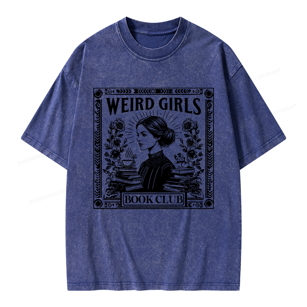 Pagewings Weird Girls Book Club Unisex Washed T-shirt